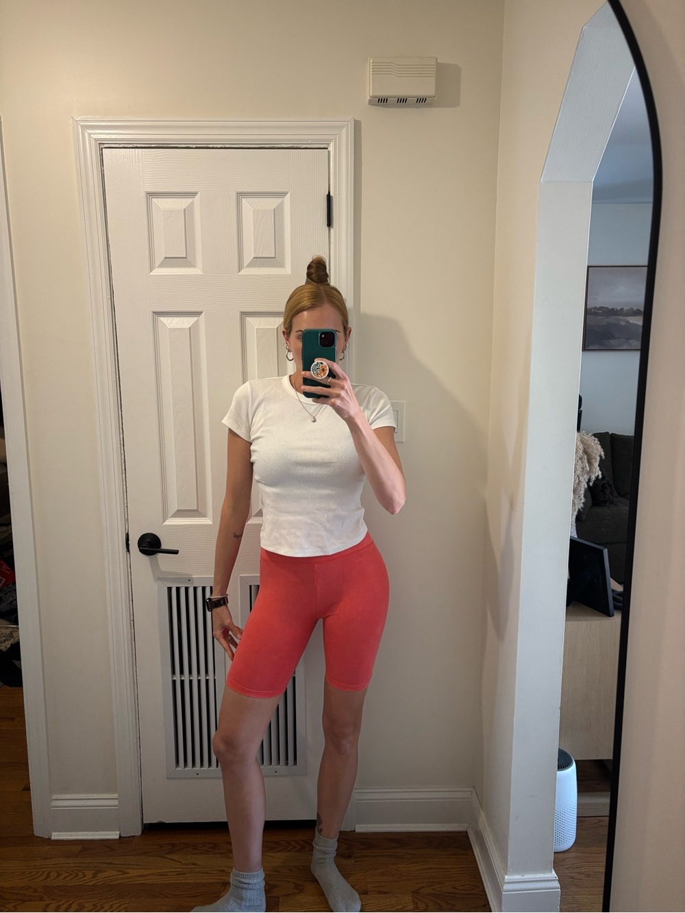Aerie peach/pink high waisted biker shorts size small